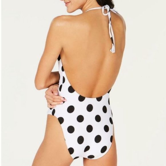 Bar III This and Dot White and Black Polka Dot Swimsuit - Picture 3 of 7